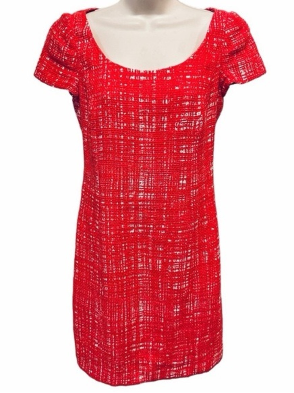 Prada Red Textured Short-Sleeve Mini Dress